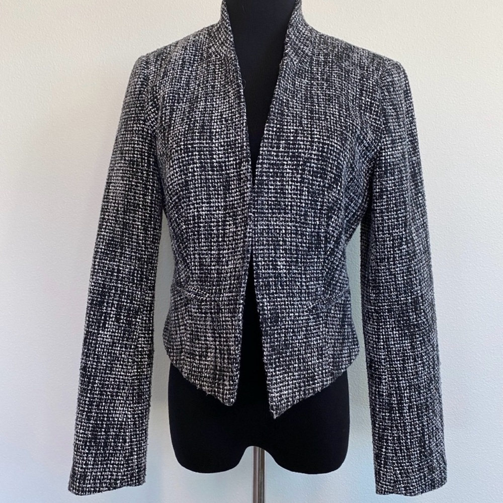 Women's Black and White Tweed Jacket, Size 4